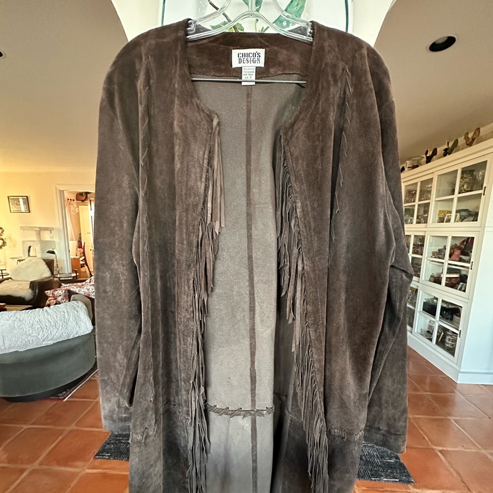 100% leather suede long coat